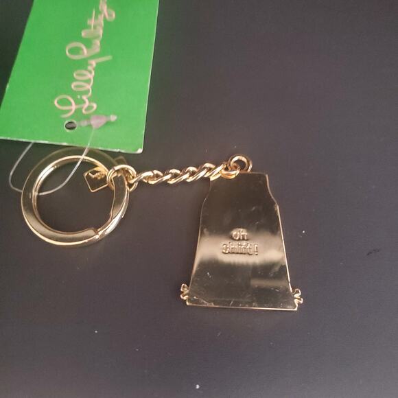 Lilly Pulitzer Keyring‎ "Oh Shift" Heritage Floral Gold Tone New with Tags - Picture 4 of 5